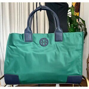 AUTHENTIC TORY BURCH KELLY GREEN AND NAVY CHELSEA SHOULDER BAG/TOTE